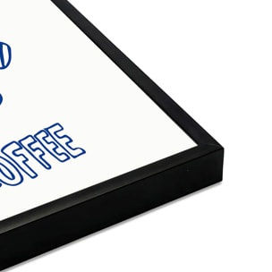 Affiche encadrée cafetière et tasse bleue Affiche + cadre en métal - Noir