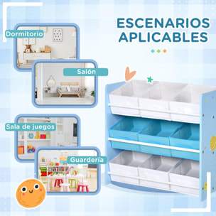 Estantería Infantil con 9 Cajas de Tela no Tejida Extraíbles Organizador de Juguetes para Dormitorio Guardería 63x30x60 cm Azul