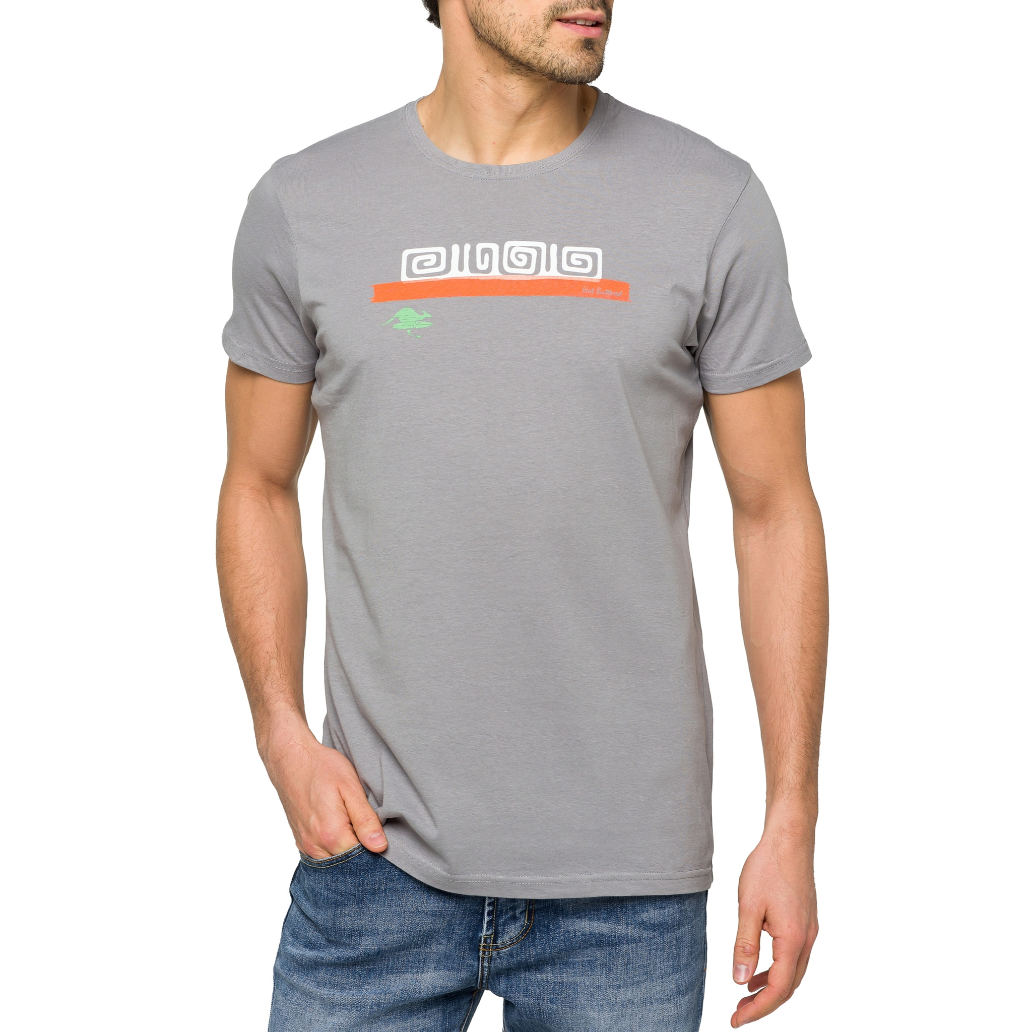 T-shirt in cotone 150 gr Hot Buttered Tikisurf Grigio Chiaro.