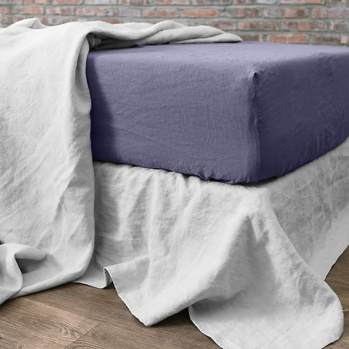 Drap Housse - Bonnet:40cm 100% lin LavÉ 160g Mineral