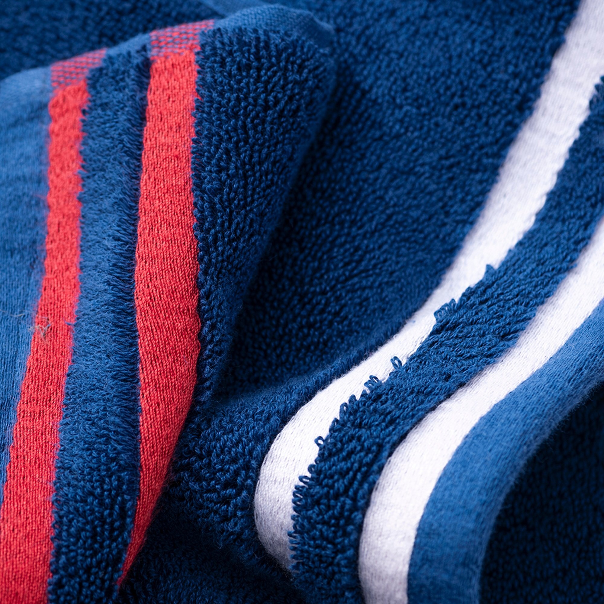 Set de 2 alfombras de baño 50x80cm 100% algodón 800gsm rizo teñido color crudo+azul marino el ganso