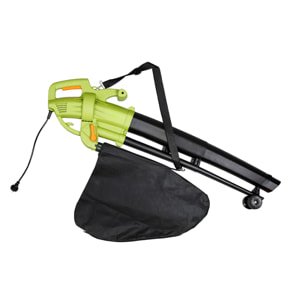 Aspirafoglie Soffiatore Elettrico Da Giardino 3 in 1 Aspiratore Trituratore Soffia Foglie 3000 W 270 Km/h Con Sacca Raccolta 45 L Rotelle Tracolla