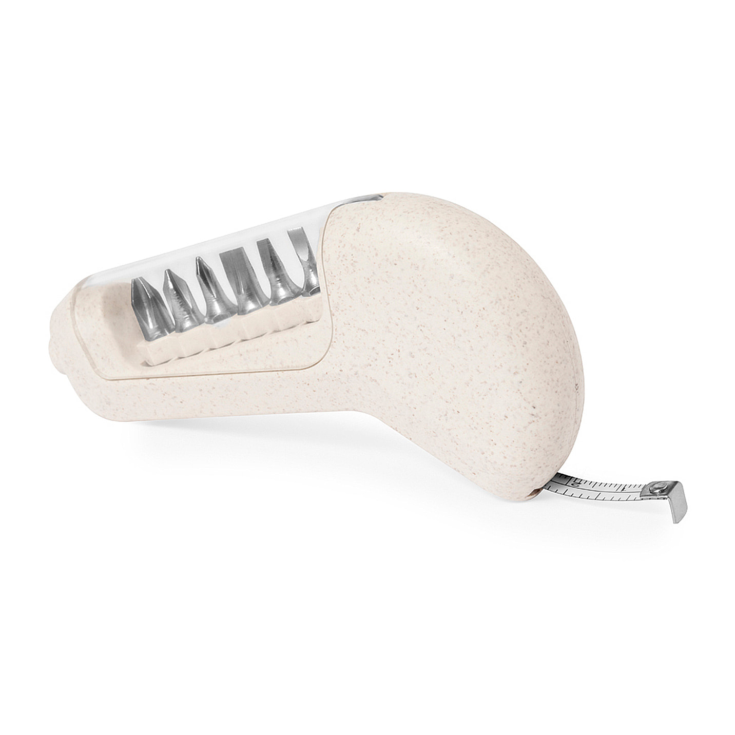 Misuratore a nastro multistrumento Drankil in paglia di grano con 6 funzioni, metro da 1m e cacciavite con 6 punte.