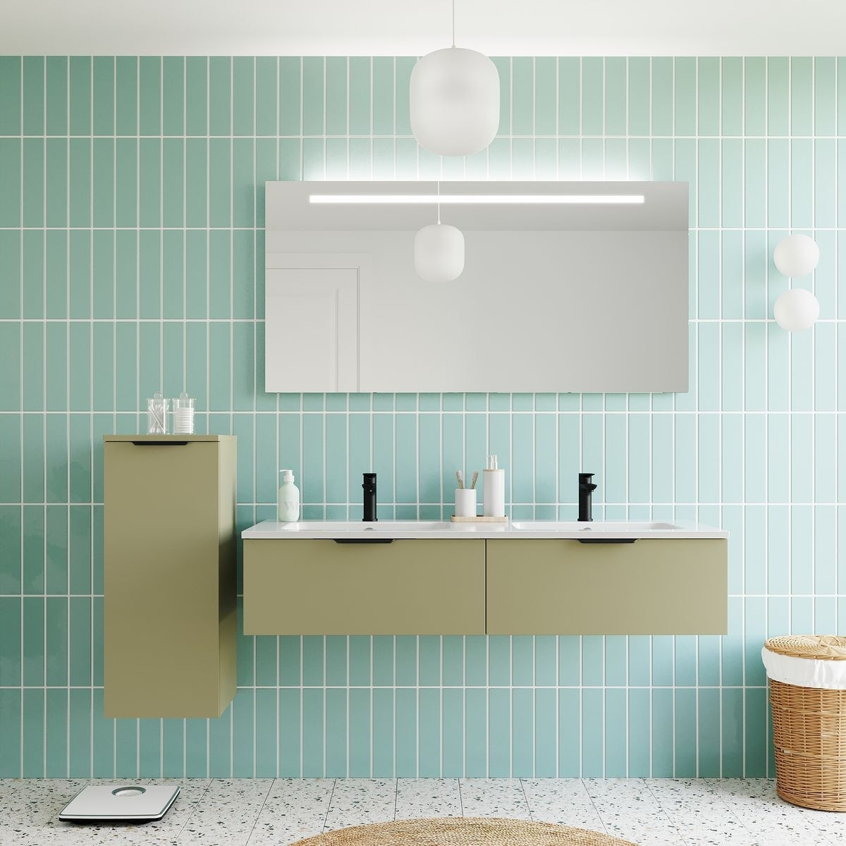 Meuble salle de bain double vasque 2 tiroirs - SOHO