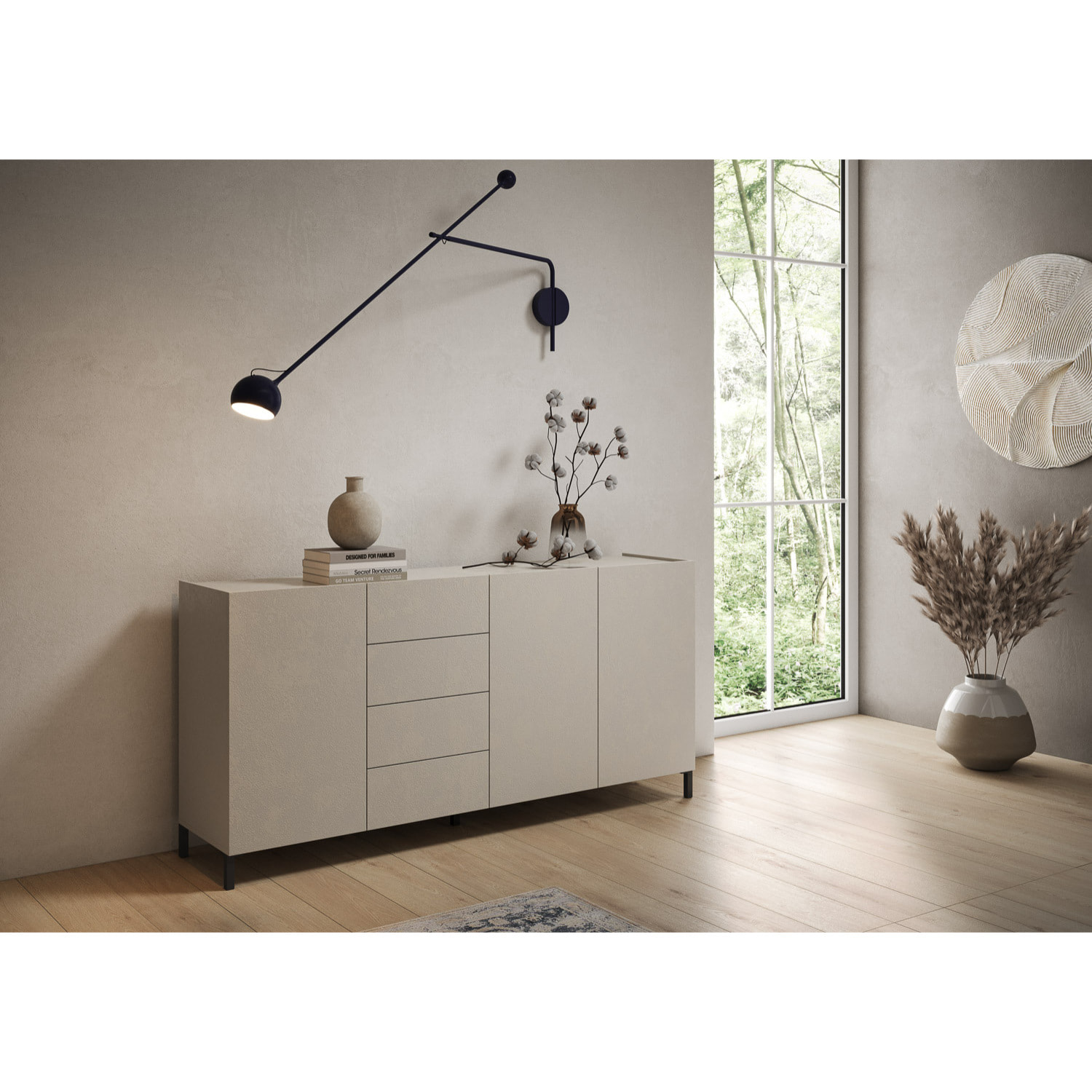 Madia 3 ante/4 cassetti 174x40x84 cm Solaria cashmere