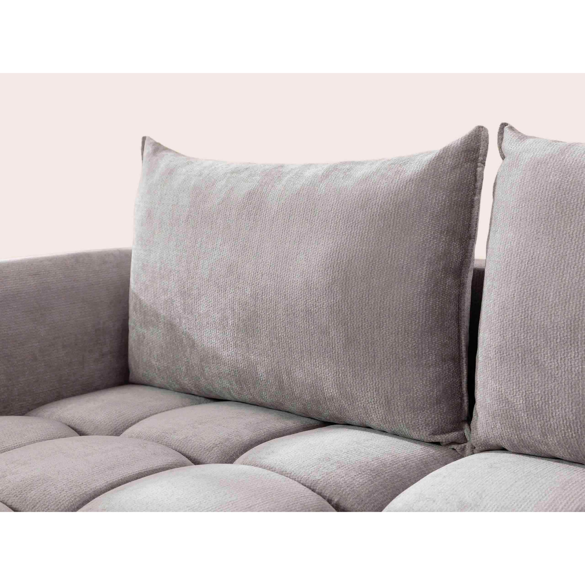 Ambroise - Canapé d'angle gauche 4 places convertible avec coffre en velours texturé - Gris clair