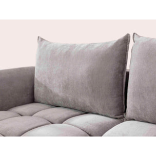 Ambroise - Canapé d'angle gauche 4 places convertible avec coffre en velours texturé - Gris clair