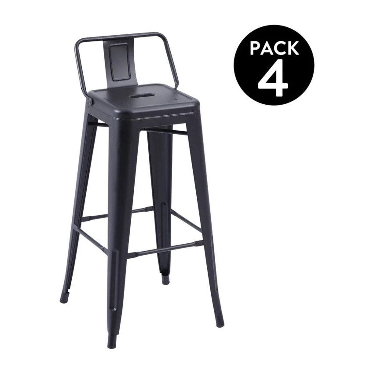 Pack 4 taburetes altos en chapa de acero en negro 30x33 cm Tolix Negro