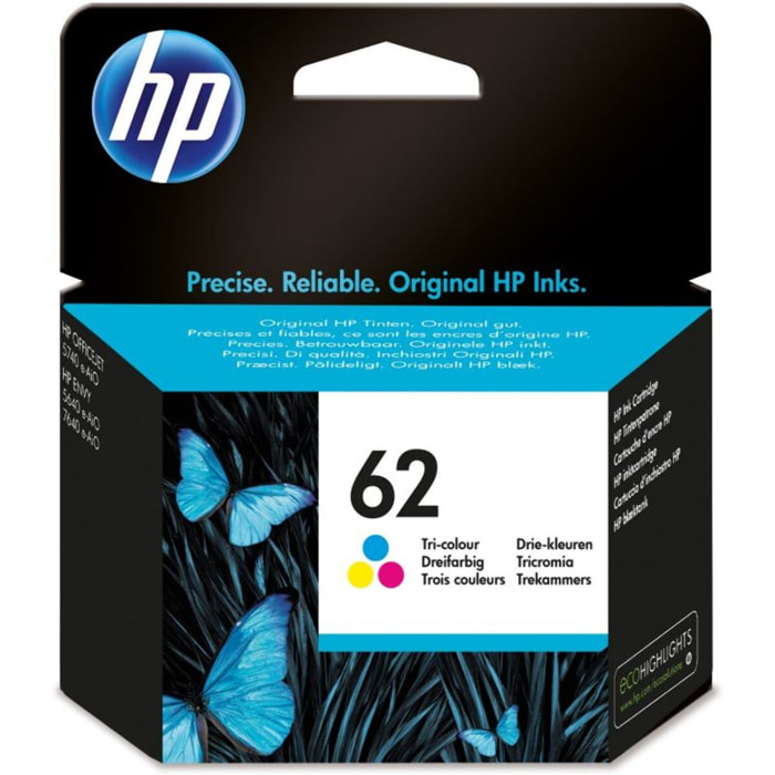 Cartouche d'encre HP Originale 62 3 Couleurs (CMY) - C2P06AE