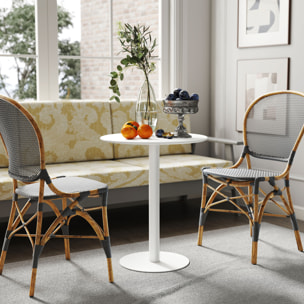 Mesa de Comedor Redonda para 2 Personas Mesa de Cocina de Acero para Interior y Exterior Ø60x72 cm Blanco