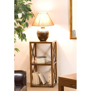 LAUREN - Étagère marron 2 cases 40 cm croisillons bois Mindi