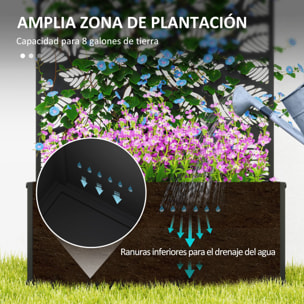 Jardinera Exterior Grande de Metal Jardinera con Pantalla de Privacidad de Hojas Decorativas Jardinera de Pared o Independiente para Patio Terraza 61x23x113 cm Negro