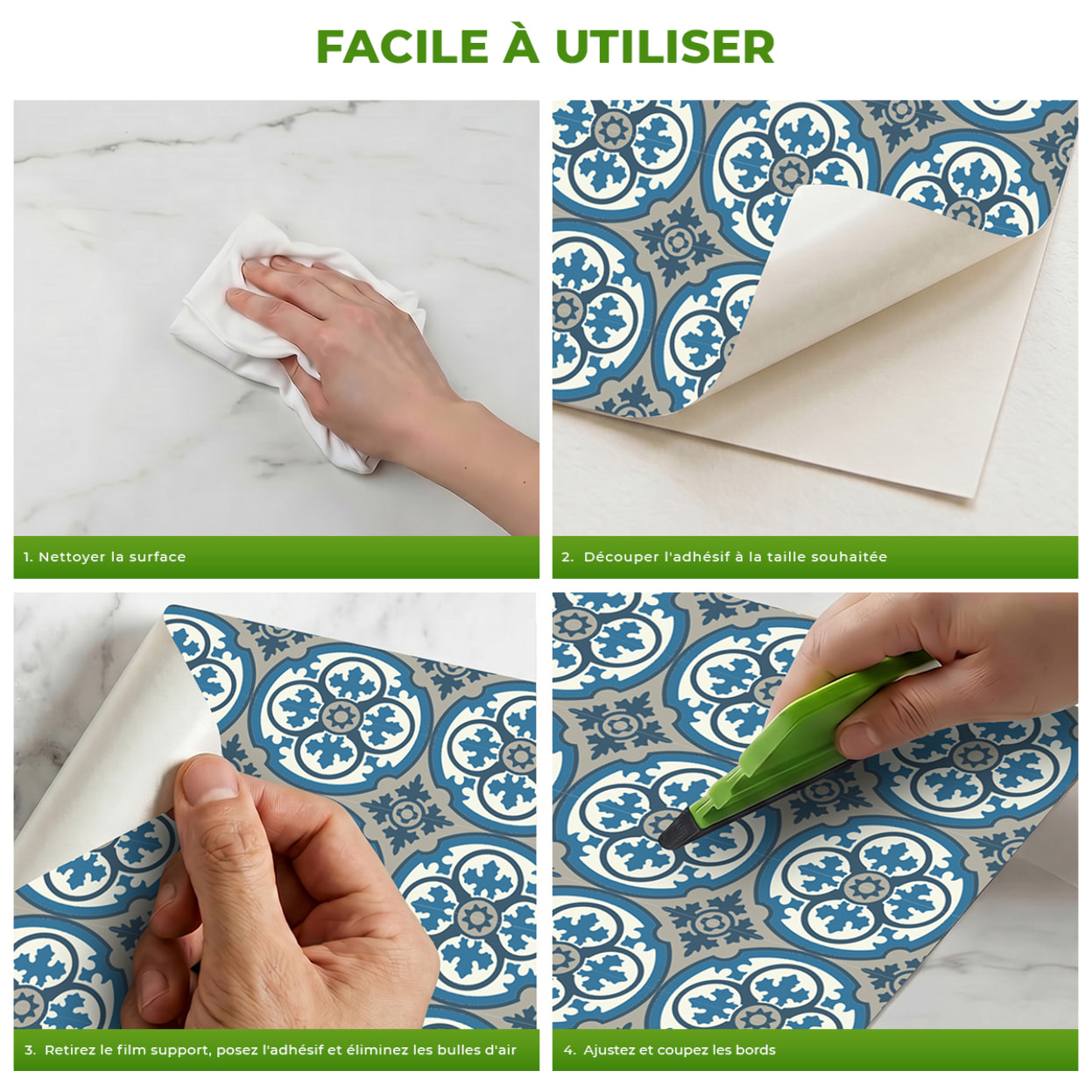 Sticker Sol avec laminat de Protection en Plastique Anti-dérapant | Stickers adhésif Sol - CARRELAGES SOL GALINA - 1 sticker