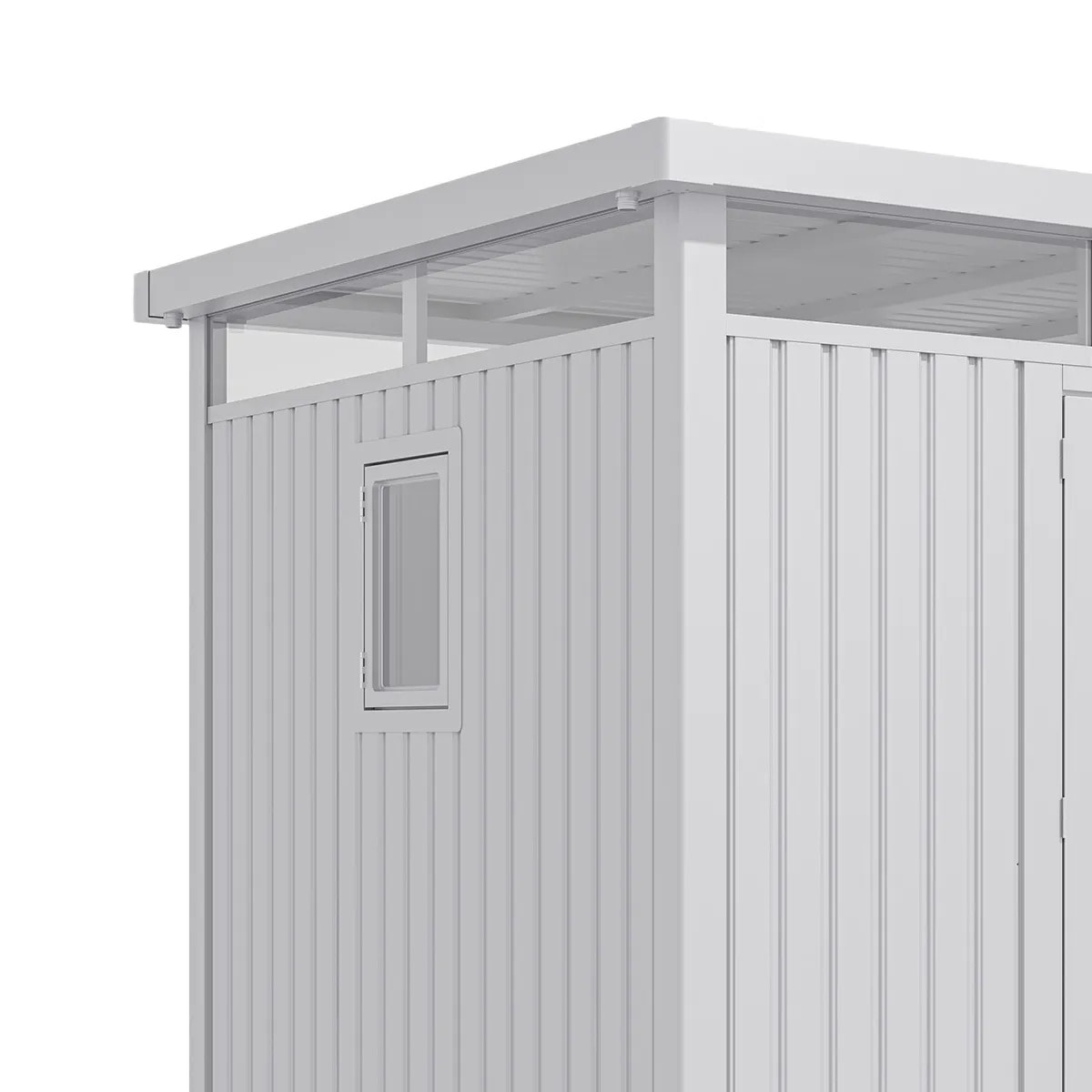 Abri de jardin métal Aluminium Blanc 7.45m² toit plat + kit d'ancrage