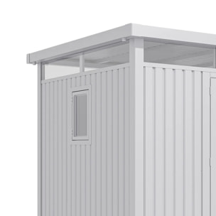 Abri de jardin métal Aluminium Blanc 7.45m² toit plat + kit d'ancrage