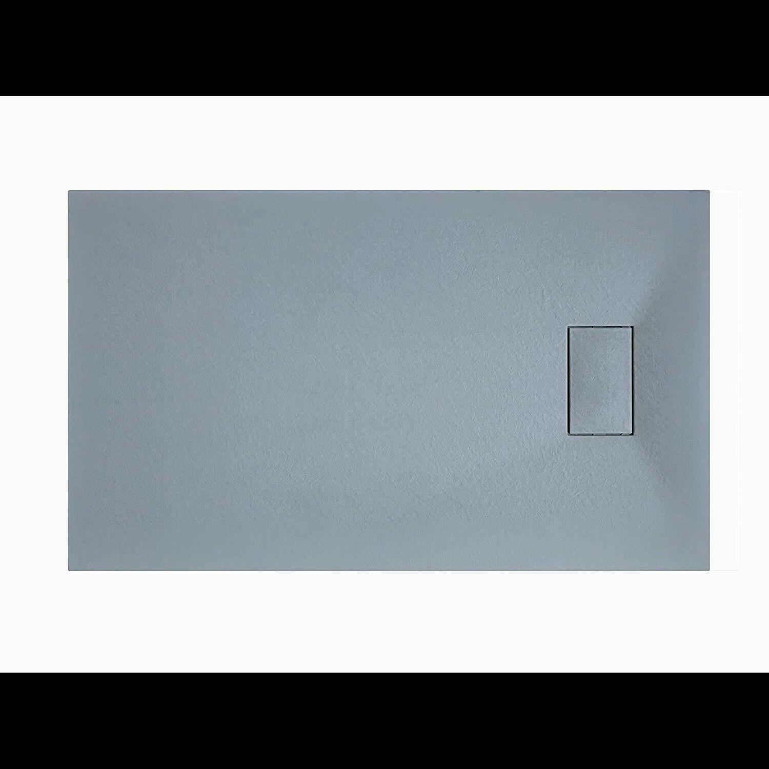 Piatto Doccia Spessore 2.6 Cm In Resina SMC Effetto Pietra Stone Ardesia Antiscivolo Filopavimento Riducibile Con Griglia Copertura 80 x 150 cm Grigio