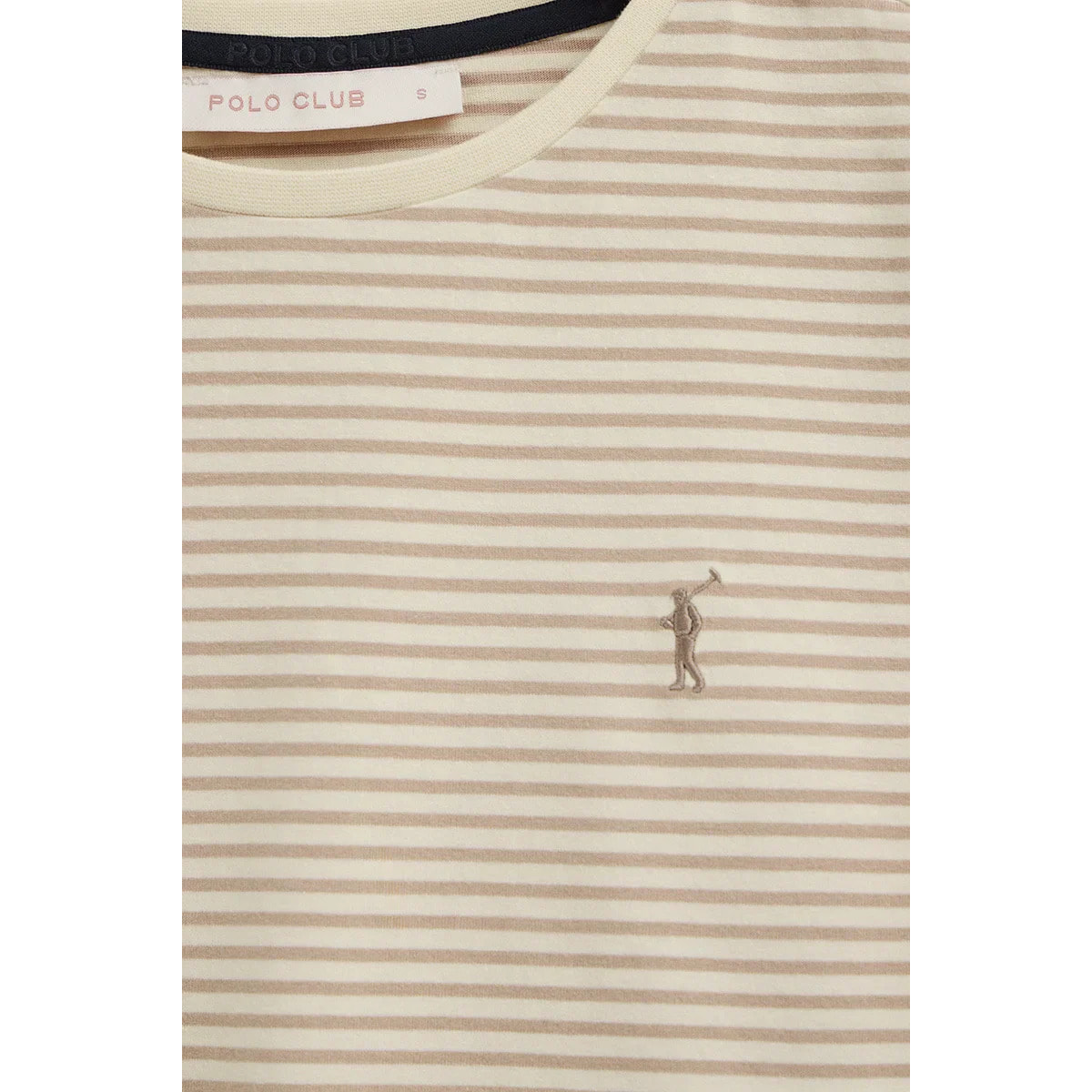 Maglietta a righe ecrù e marrone chiaro, regular fit t con ricamo Rigby Go