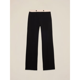 Oltre - Pantaloni palazzo con dettaglio a contrasto - Nero