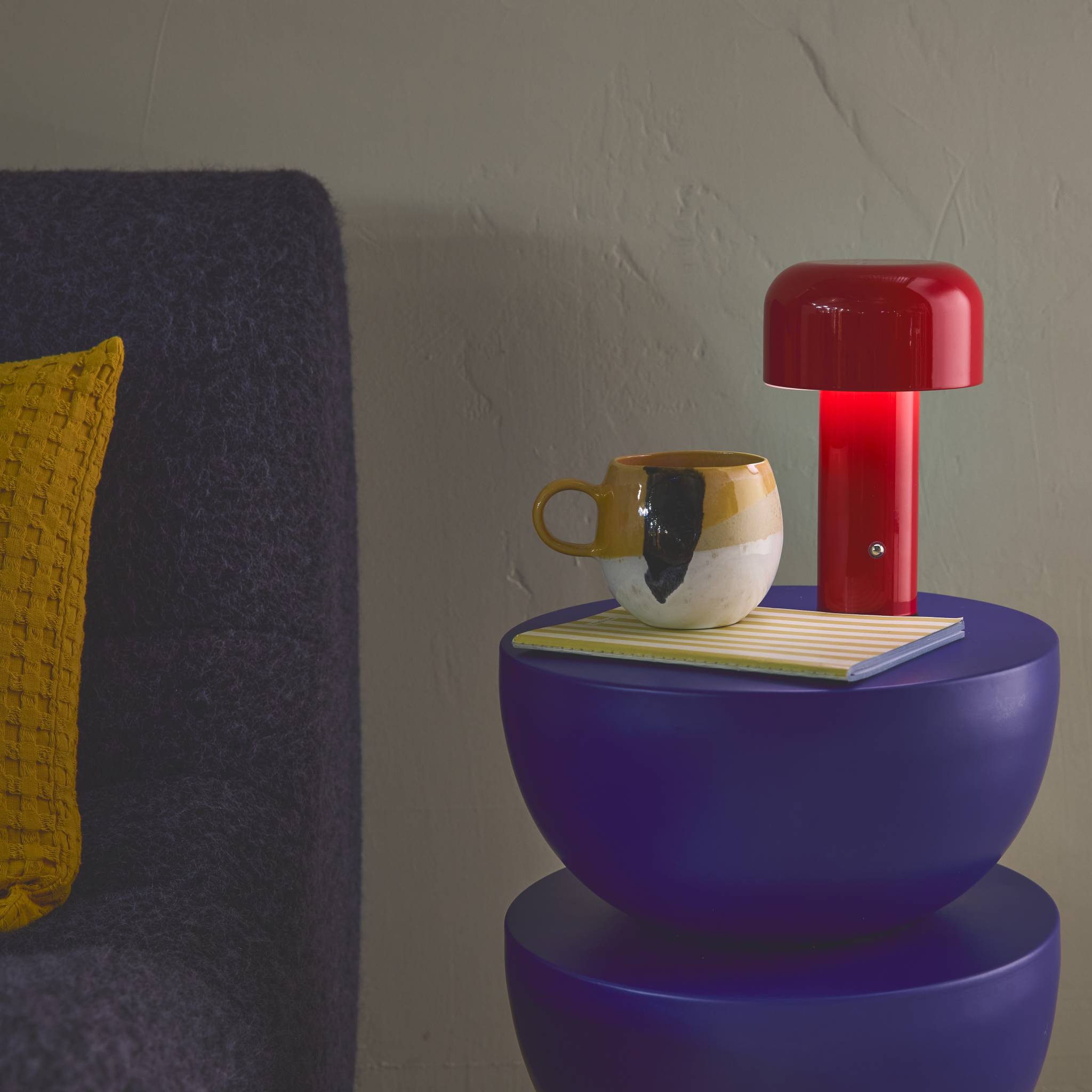 Lampe à poser LED sans fil rechargeable Victor rouge Ø 13cm