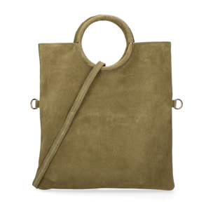 Borsa a mano da donna Made in Italy - Modello Zelia - Pelle scamosciata - 29.0 x 30.0 x 1.0 cm