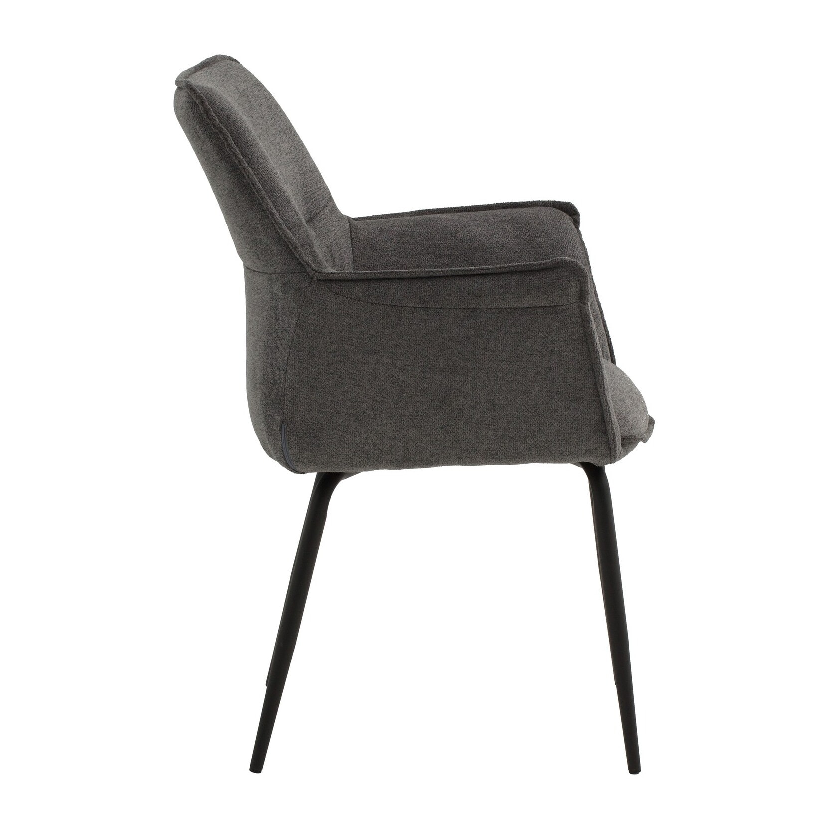 Set di 2 sedie SHERMAN OAKS in tessuto grigio e gambe in metallo nero, con braccioli