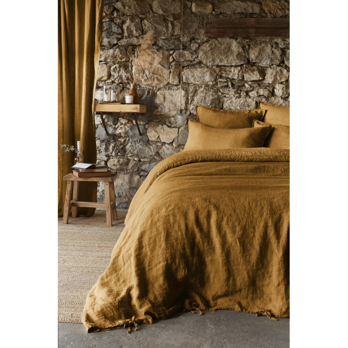 Housse de couette ''Soline'' Lin lavé - Couleur: Soline Caramel