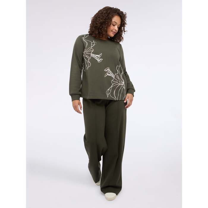 Fiorella Rubino - Pantalones wide leg en punto milano - Verde