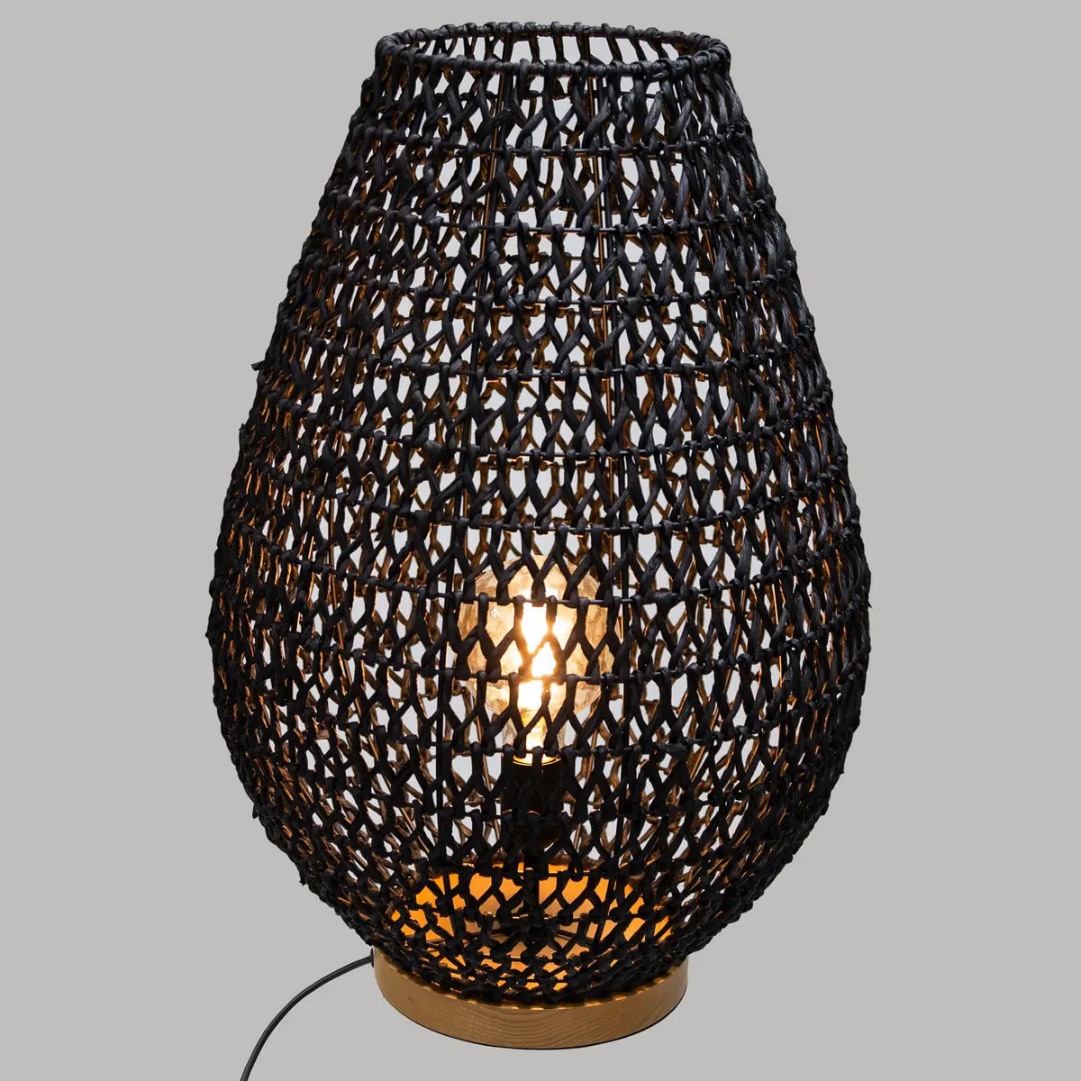 Lampe "Etel" noire - métal & papier H55 cm