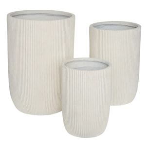 Set de 3 Pots de Fleurs Elene 36,5x36,5x54cm Blanc