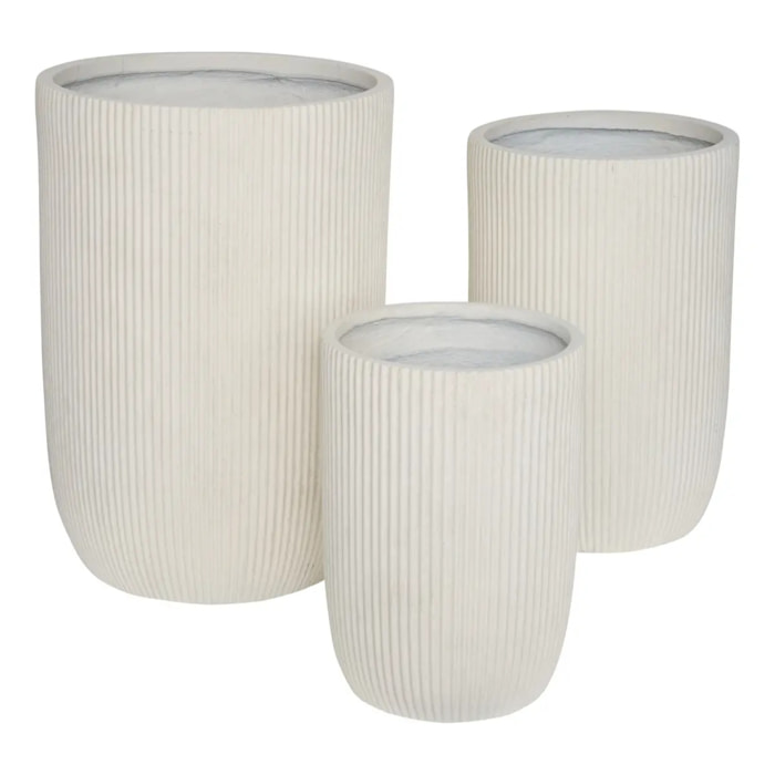 Set de 3 Pots de Fleurs Elene 36,5x36,5x54cm Blanc