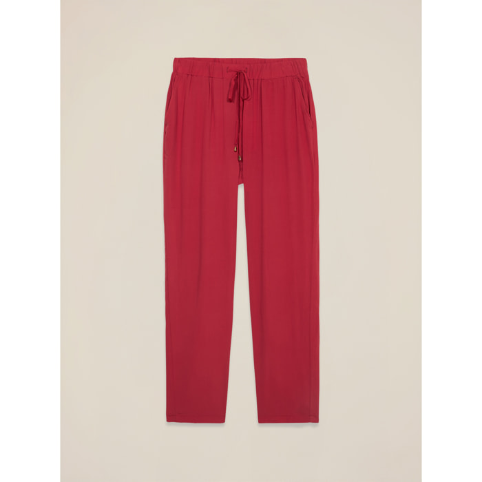 Oltre - Pantalones fluidos de viscosa - Rojo