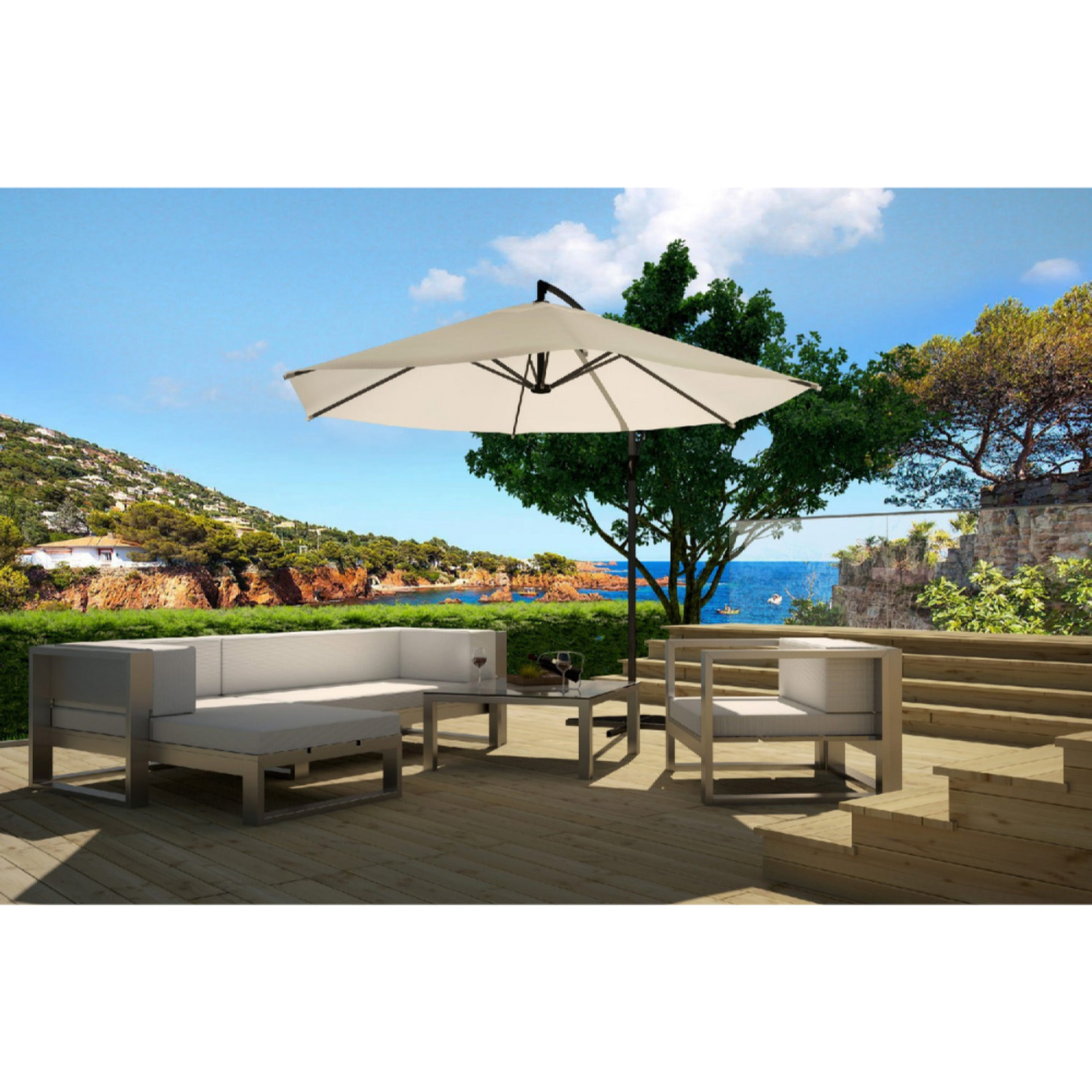 Parasol déporté Ø 3m écru FREY