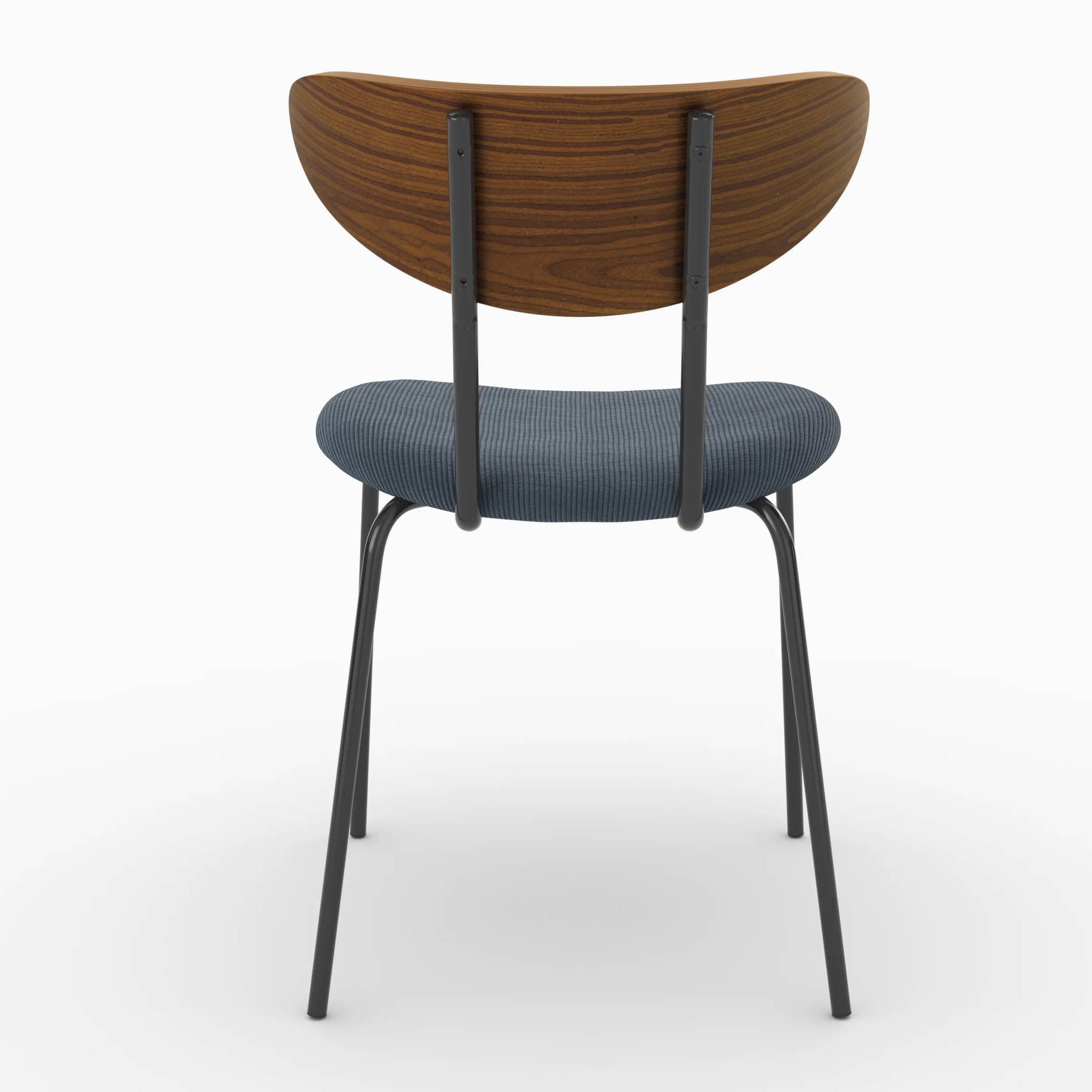Lot de 2 chaises en velours côtelé bleu marine et dossier en bois - Jade