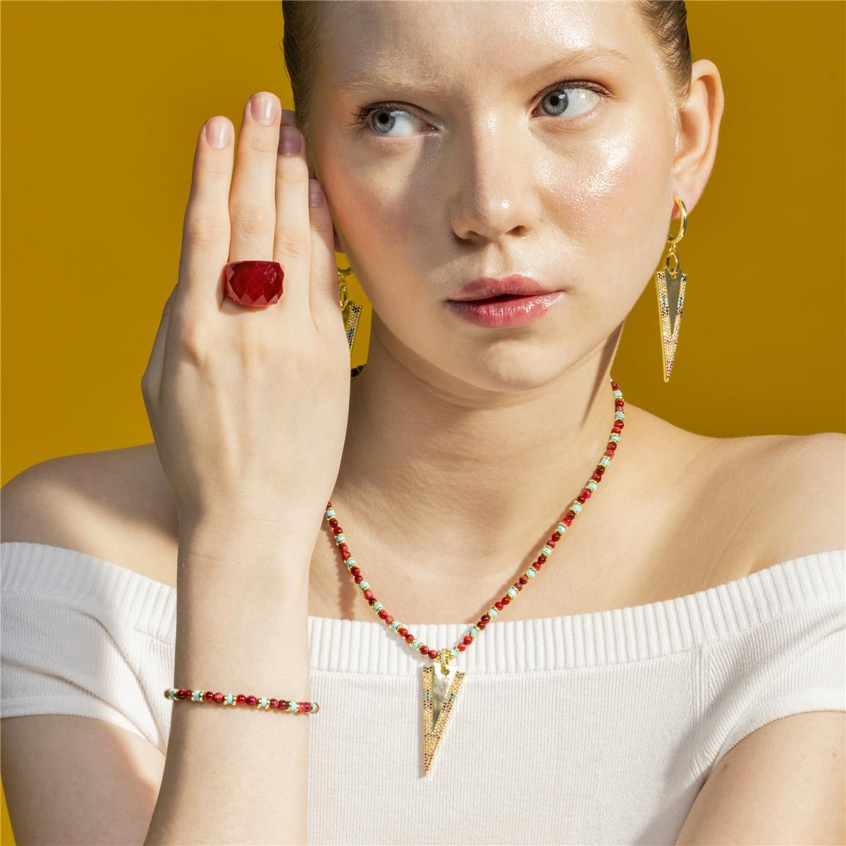 Pulsera con Cristal Multicolor acabado oro 18k