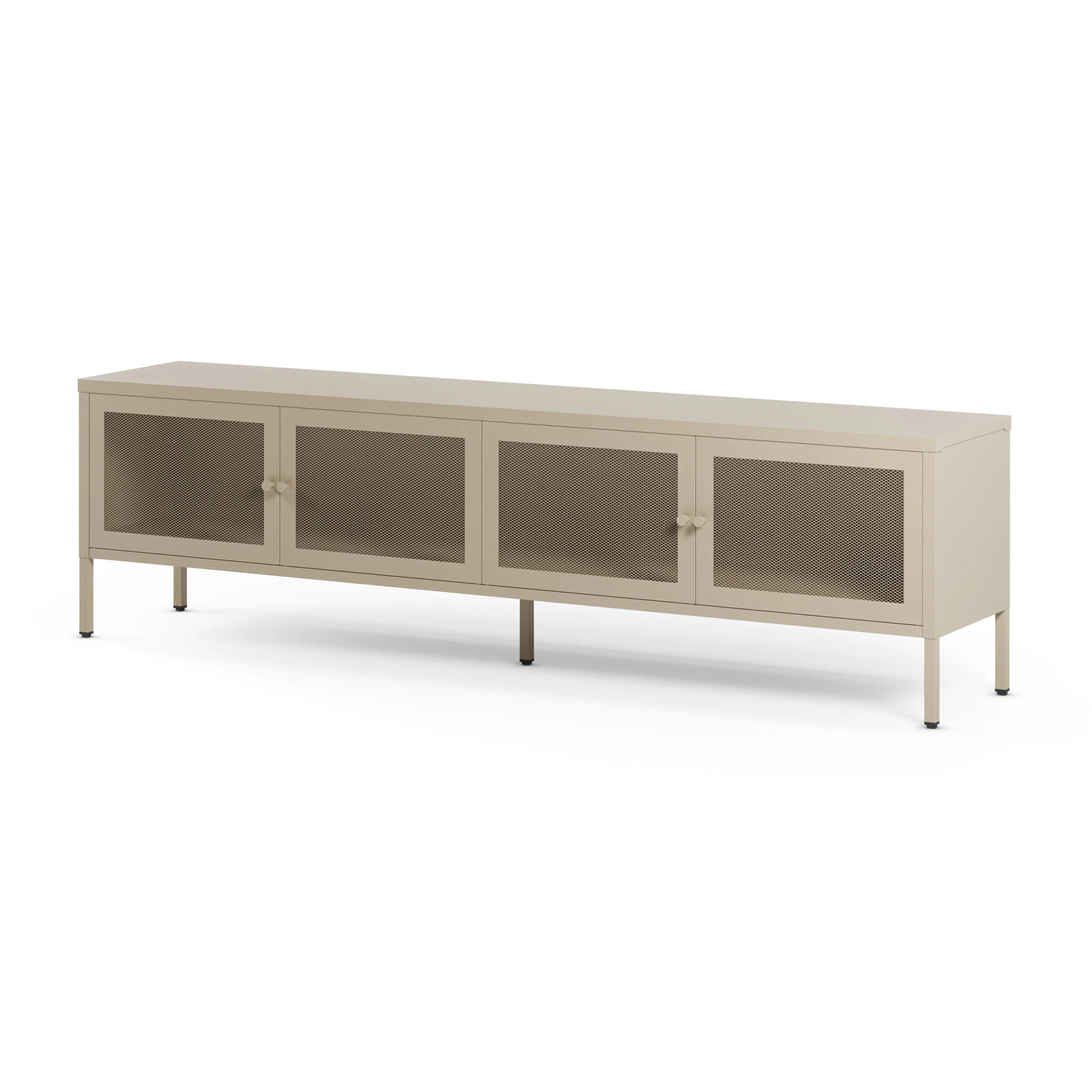 Meuble TV en métal beige 4 portes, 160 cm - Latem