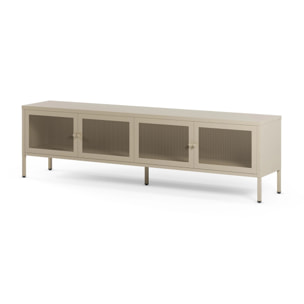 Meuble TV en métal beige 4 portes, 160 cm - Latem