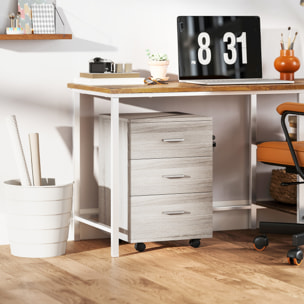 Cajonera de Escritorio con 3 Cajones, Cajonera de Oficina con Ruedas, Cerradura, 2 Llaves, Archivador Móvil, para Estudio, Salón, 40x40x61,5 cm, Gris