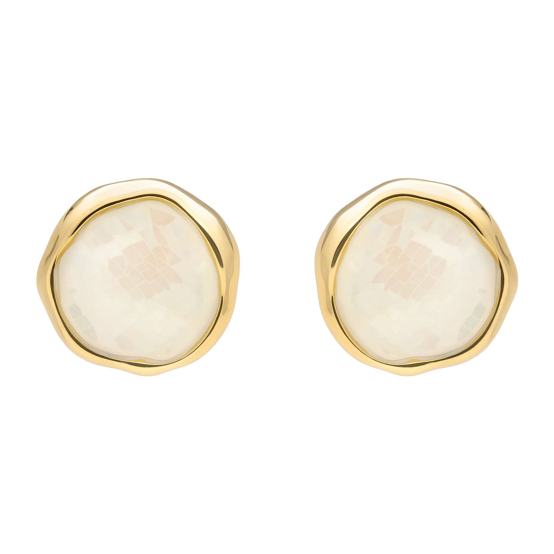 Pendientes de Madreperla Blanca acabado en oro amarillo 18k