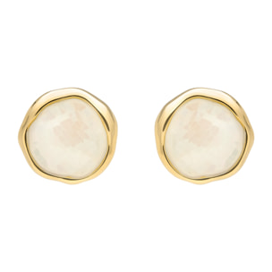 Pendientes de Madreperla Blanca acabado en oro amarillo 18k