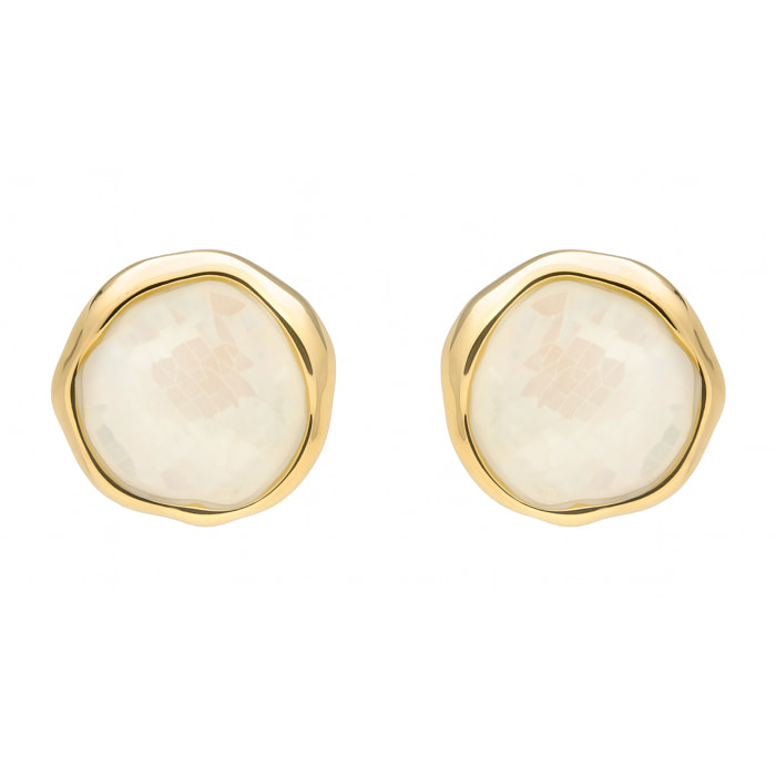 Pendientes de Madreperla Blanca acabado en oro amarillo 18k