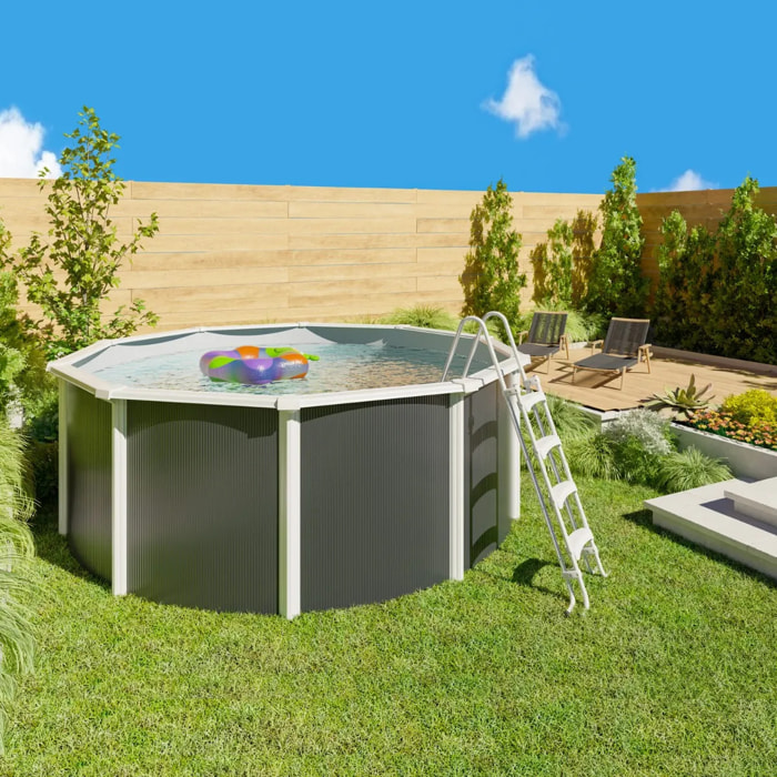 Piscine hors sol acier ronde Ø 3,65 x 1,32 m anthracite VARUNA