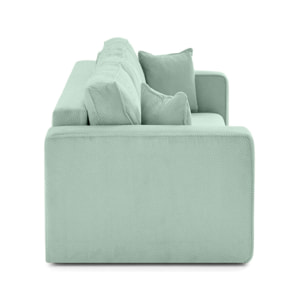 Topaze - canapé droit 3 places convertible avec coffre en velours texturé - Bleu