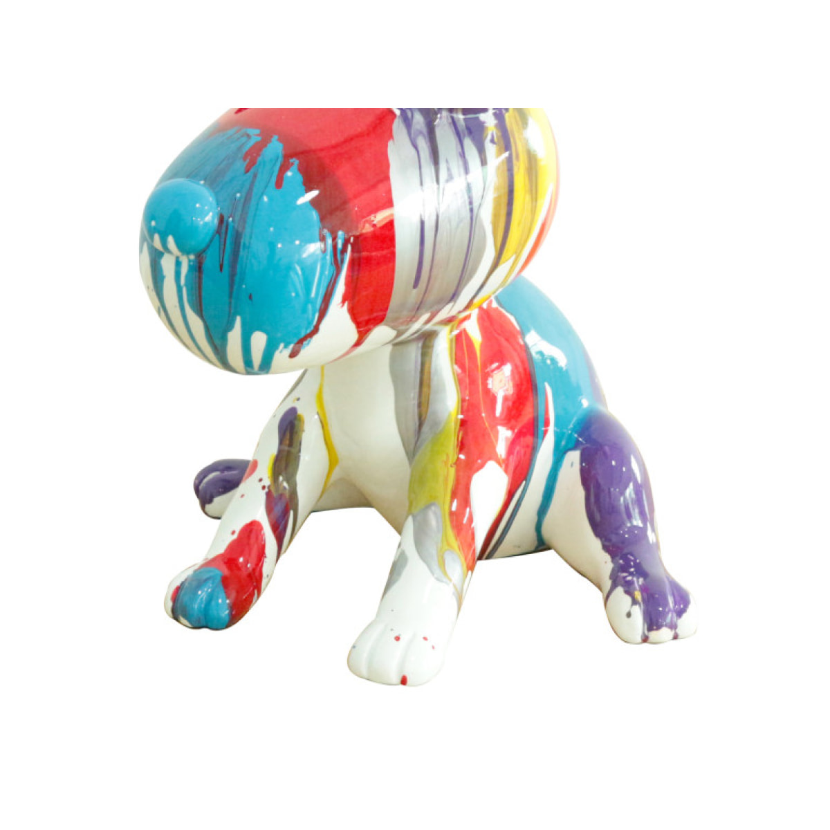 Statuette chien assis en résine peintures colorées H25cm - DOGGY 02