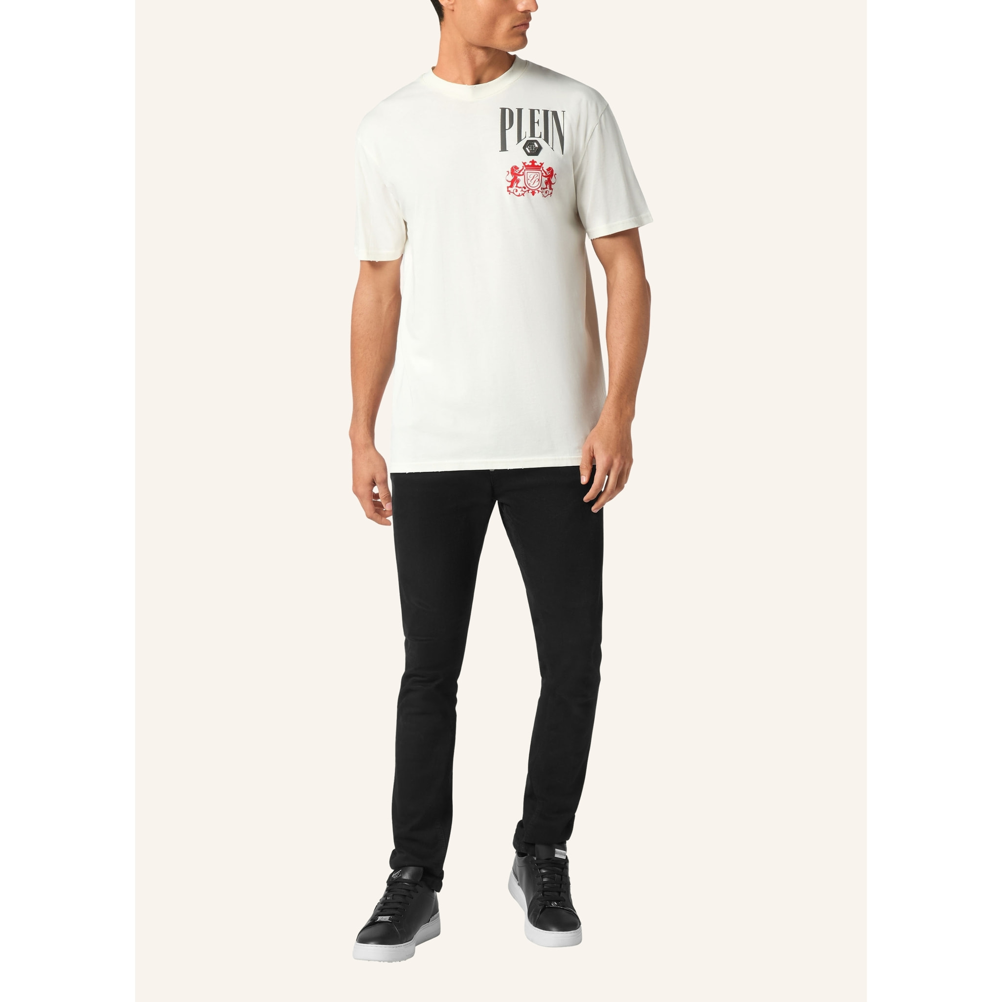PHILIPP PLEIN Camiseta de cuello redondo y manga corta RACING