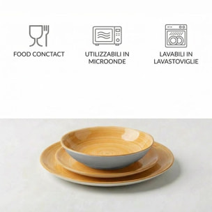 Servizio Tavola da 18 Piatti in Ceramica, lavabile in lavastoviglie e adatto a microonde, Intrecci