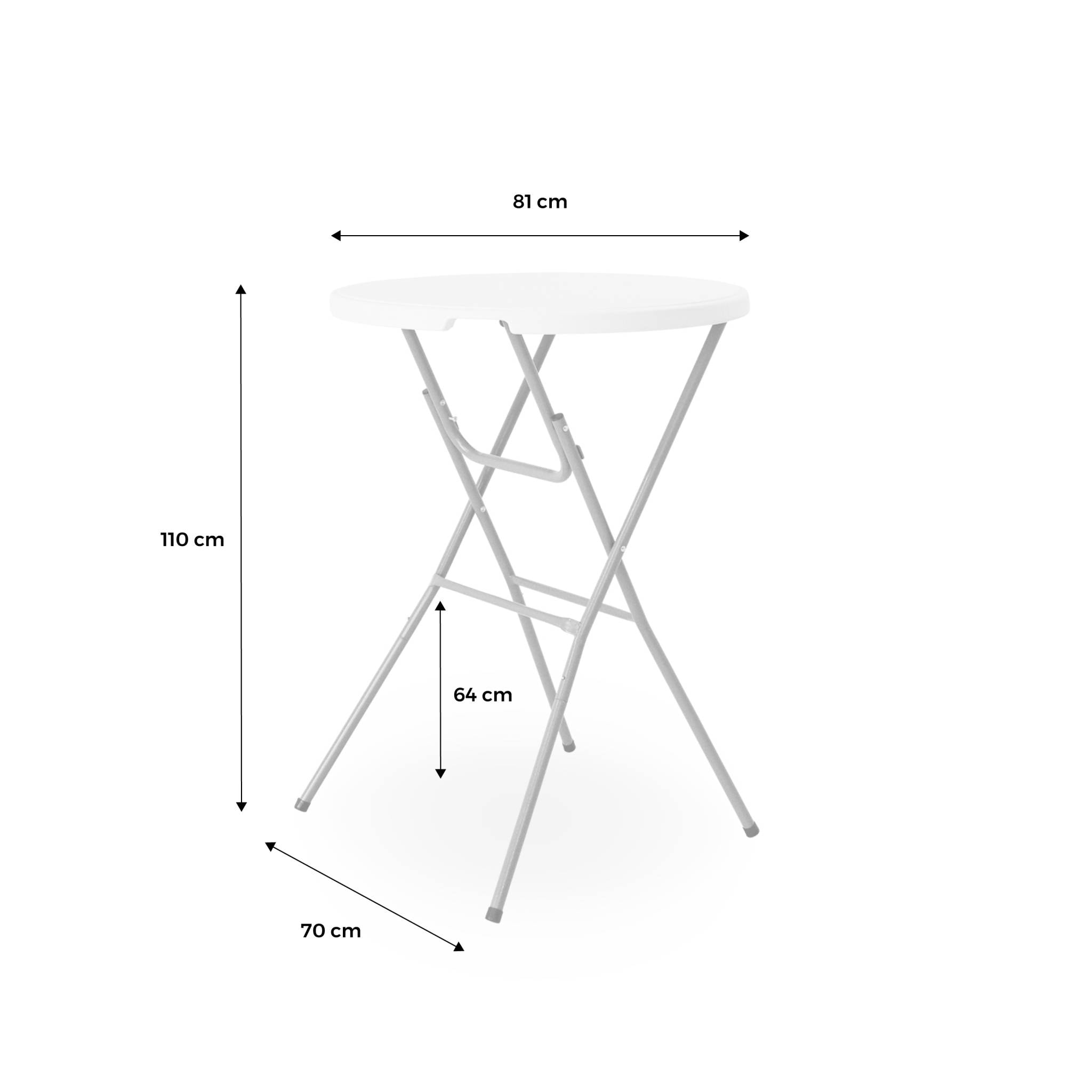 Table de réception, table mange debout pliante acier (lot de 4) GALA X4