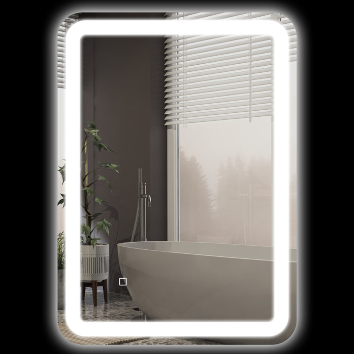 Miroir lumineux LED 35W antibué réglable interrupteur tactile dim. 50L x 4P x 70H cm