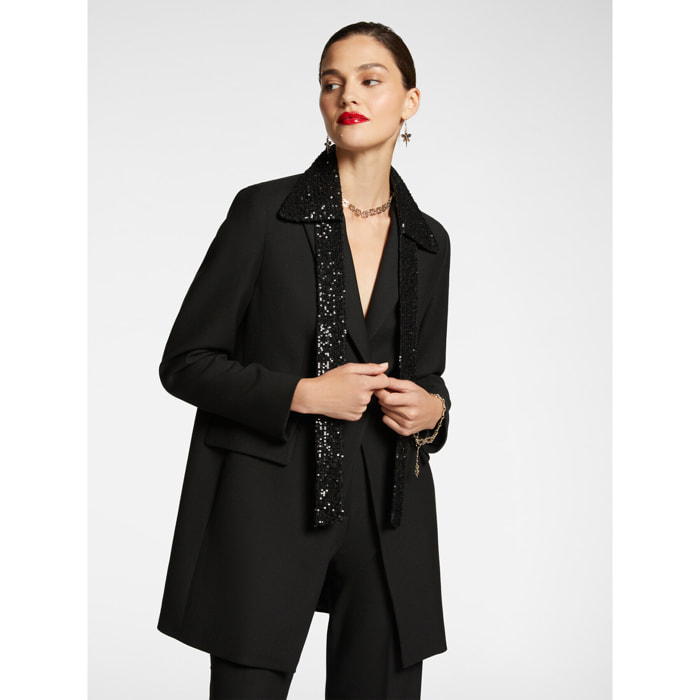 Elena Mirò - Blazer lungo in stuoia stretch - Nero