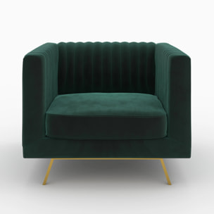 Ensemble canapé et fauteuil en velours vert 3 places - Gatsby
