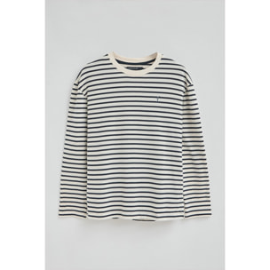 Camiseta a color crudo y azul marino con logo bordado Rigby Go